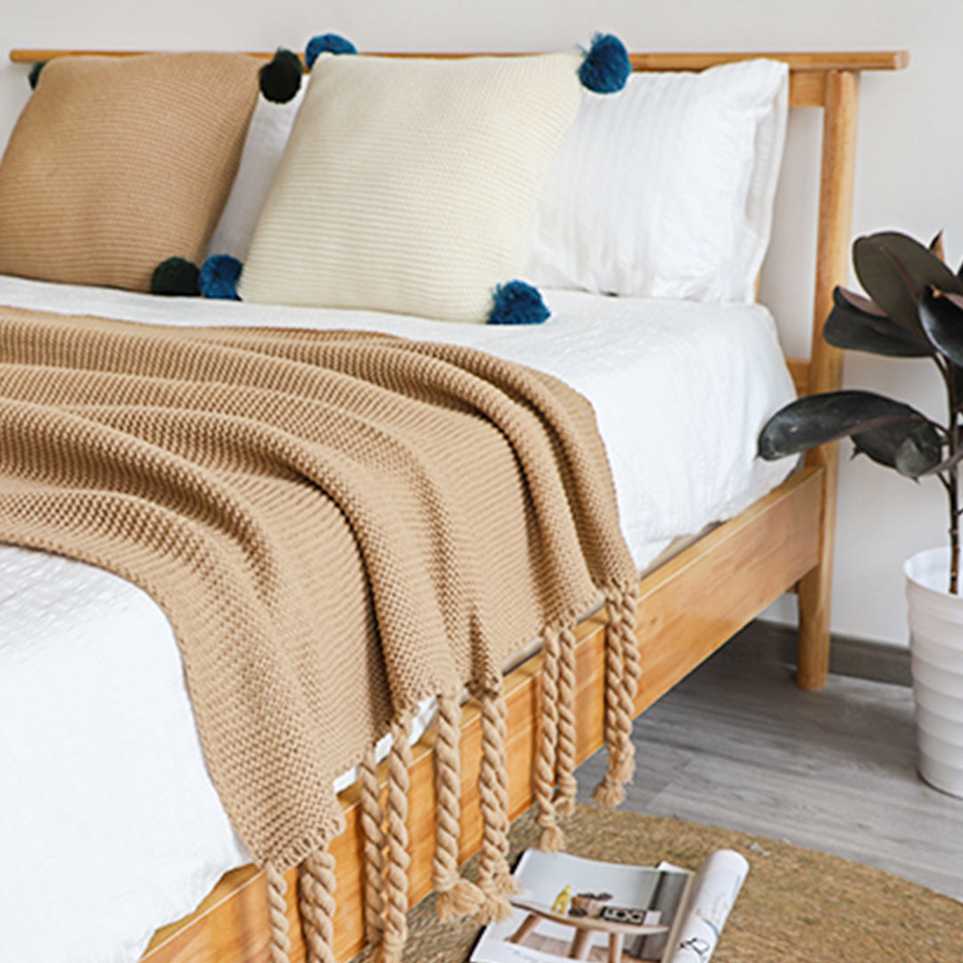 SOGA Coffee Tassel Fringe Knitting Blanket Warm Cozy Woven Cover Couch Bed Sofa Home Decor • LUZ-Blanket929