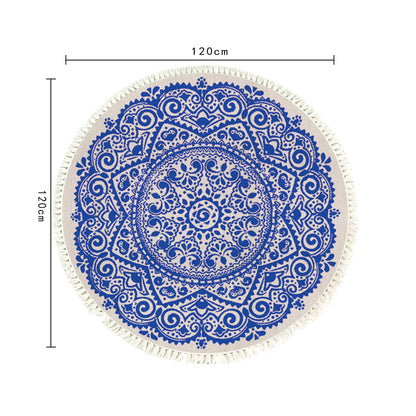 SOGA 120cm Mandala Round Tapestry Indian Area Rug for Living Room Lounge, Anti-slip Doormat, Home Decor • LUZ-CarpetXLS56