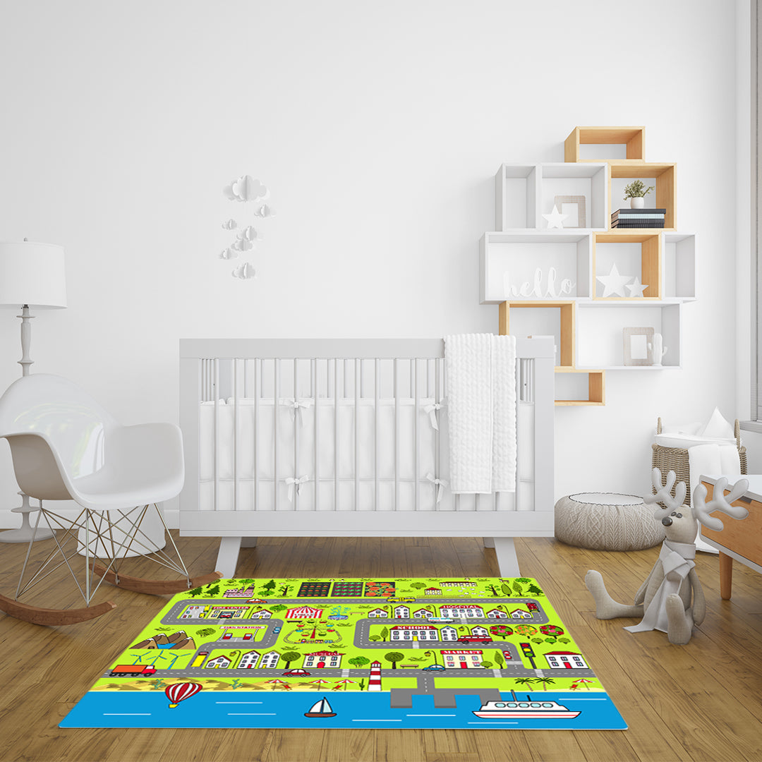 SOGA 120cm Kids Rug Street Map Play Mat, Educational Baby Theme Park Area Rugs • LUZ-KidCarpet600