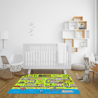 SOGA 120cm Kids Rug Street Map Play Mat, Educational Baby Theme Park Area Rugs • LUZ-KidCarpet600