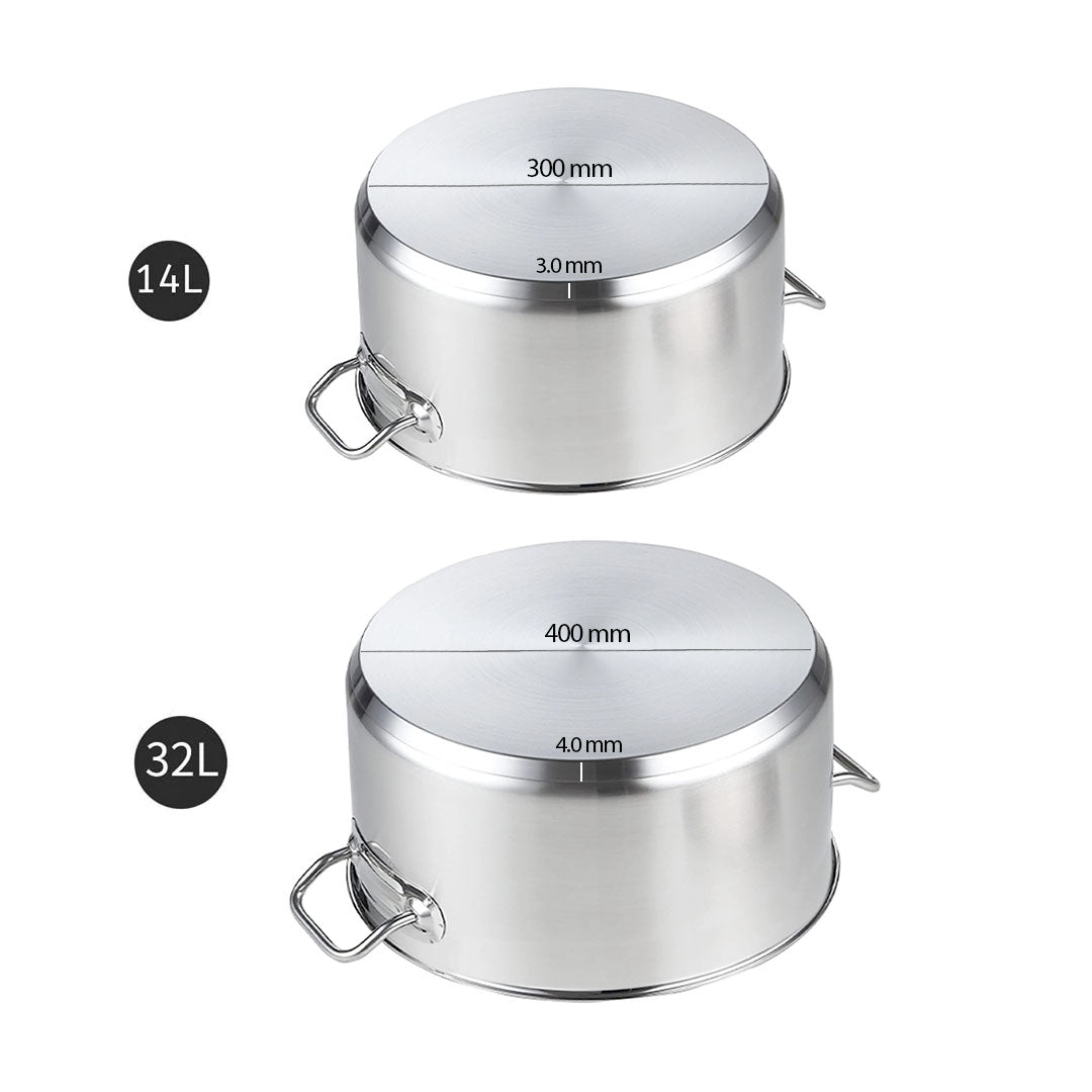 SOGA Stock Pot 14L 32L Top Grade Thick Stainless Steel Stockpot 18/10 • LUZ-SOGAStockPot14L32LA