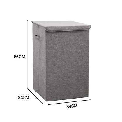SOGA 2X  Grey Medium Collapsible Laundry Hamper Storage Box Foldable Canvas Basket Home Organiser Decor • LUZ-SBox101X2