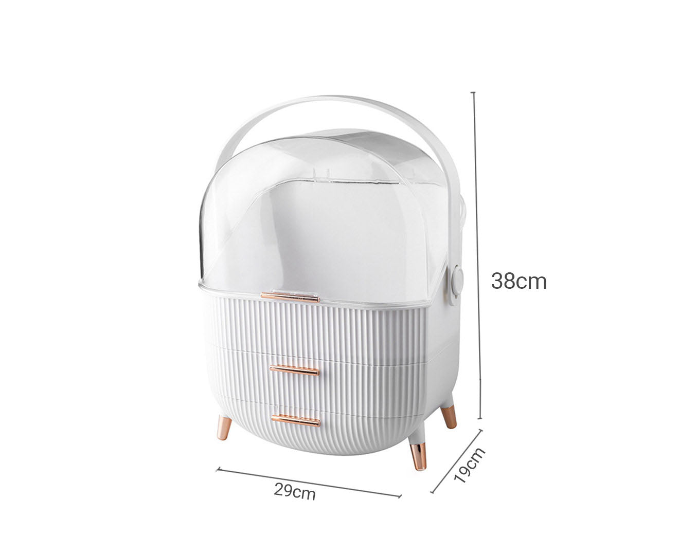 SOGA 2X 29cm White Countertop Makeup Cosmetic Storage Organiser Skincare Holder Jewelry Storage Box with Handle • LUZ-BathC109X2
