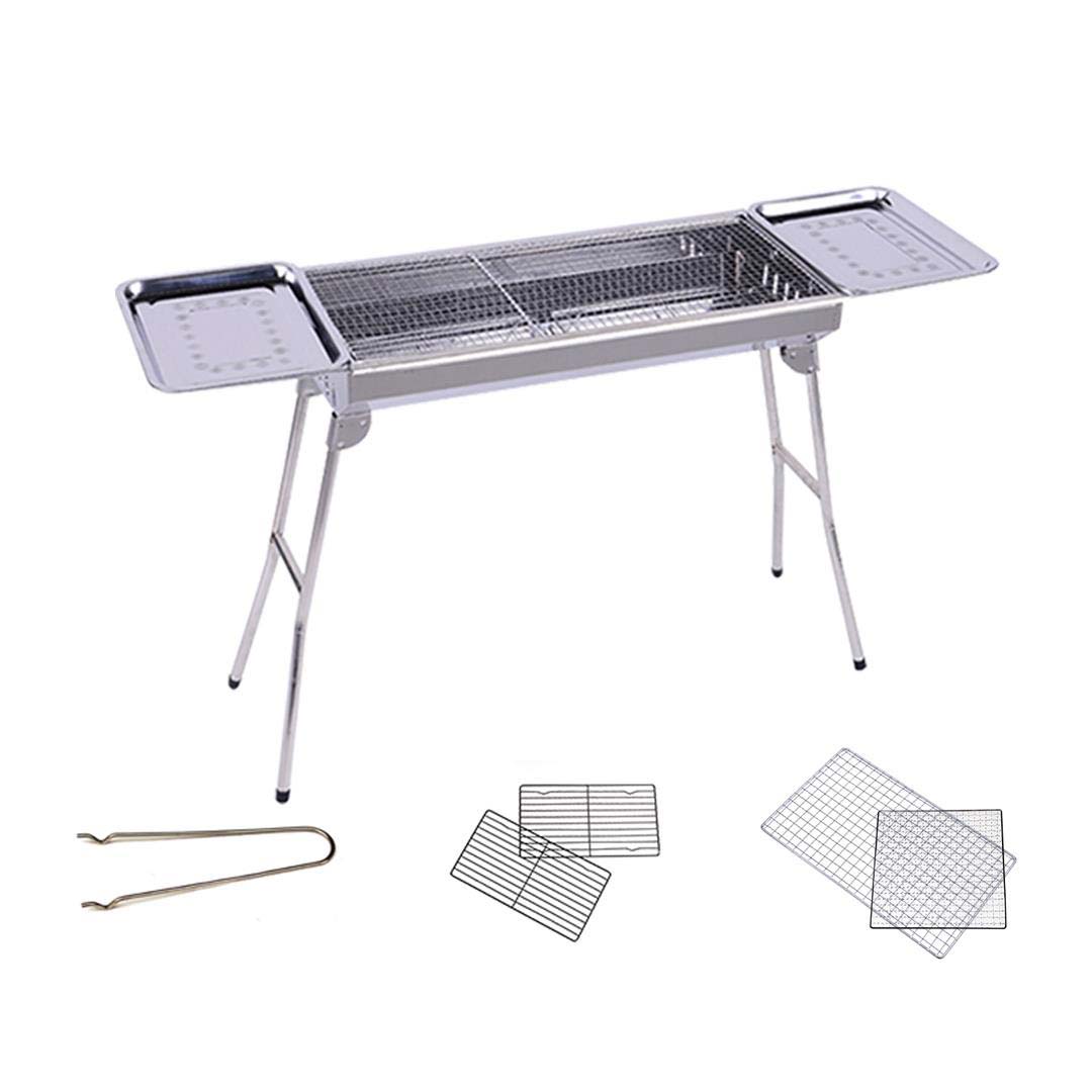 SOGA Skewers Grill with Side Tray Portable Stainless Steel Charcoal BBQ Outdoor 6-8 Persons • LUZ-SkewerCharcoalGrillwithPlate