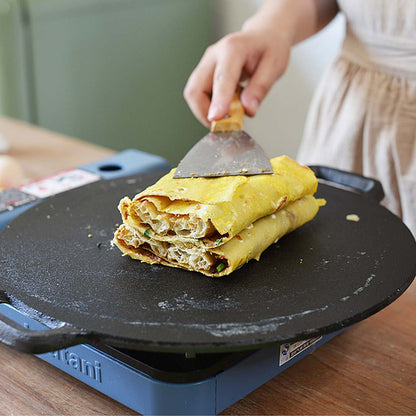 SOGA Dual Burners Cooktop Stove 30cm Cast Iron Skillet and 34cm Induction Crepe Pan Cookware • LUZ-ECooktDBL-Sizzle30-CrepePan34
