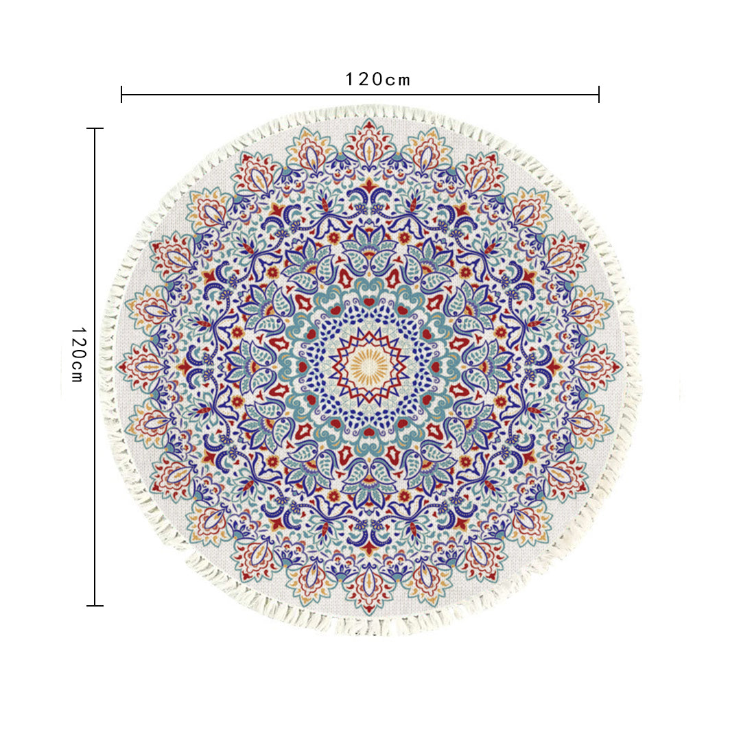 SOGA 120cm Mandala Round Area Thick Anti-slip Doormat, Home Decor • LUZ-CarpetXLS14