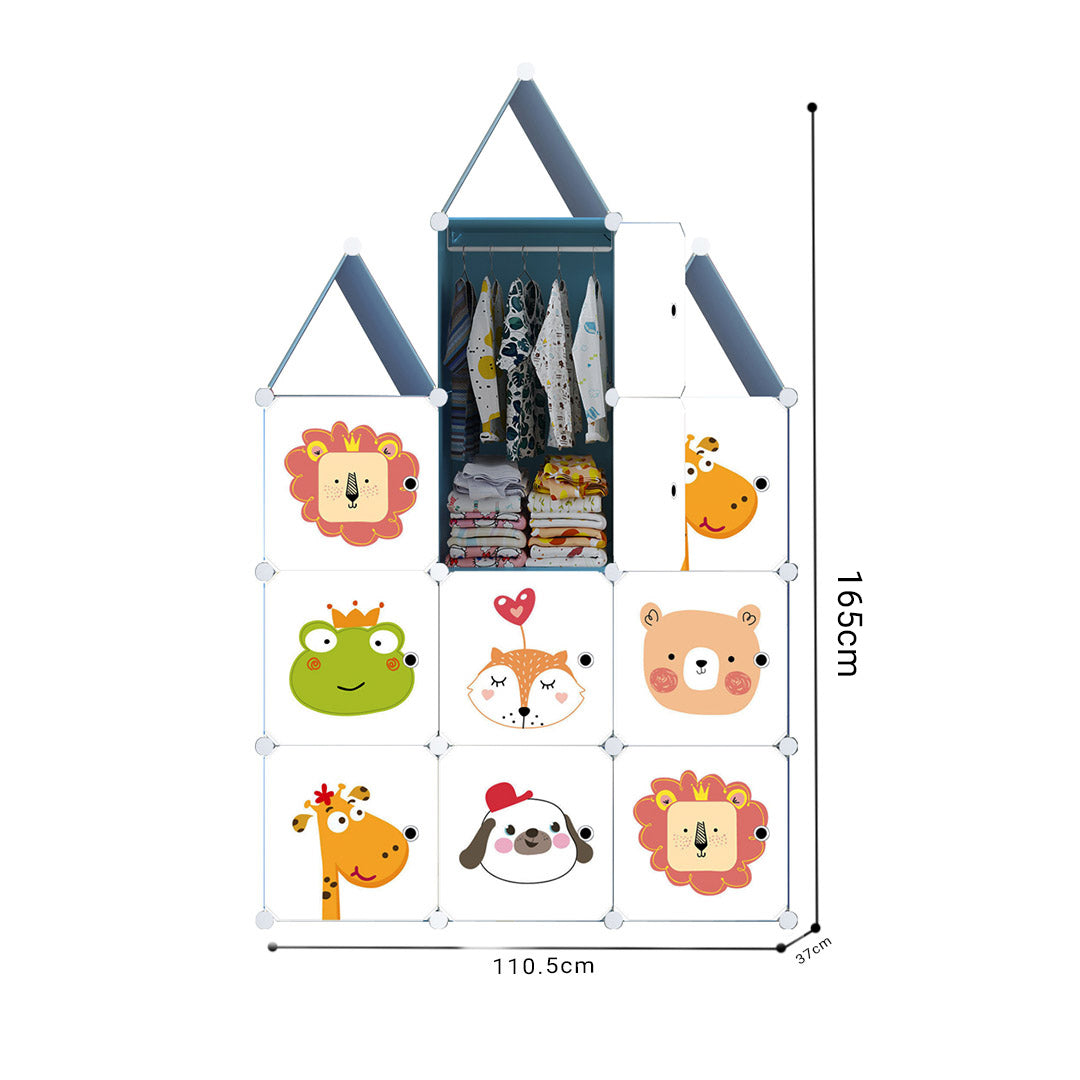 SOGA 10 Cubes DIY Animal Design Portable Wardrobe Divide-Grid Modular Storage Organiser Foldable Closet • LUZ-Wrobe4137