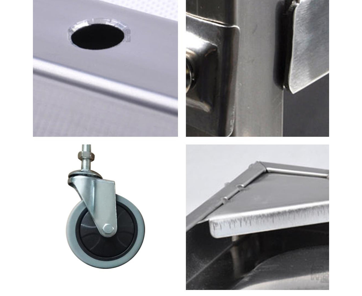 SOGA 2X 2 Tier 95x50x95cm Stainless Steel Drink Wine Food Utility Cart Large • LUZ-FoodCart1204X2