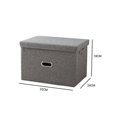 SOGA 2X Grey Small Foldable Canvas Storage Box Cube Clothes Basket Organiser Home Decorative Box • LUZ-SBox001X2