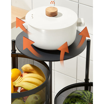 SOGA 2X 5 Tier Steel Round Rotating Kitchen Cart Multi-Functional Shelves Portable Storage Organizer with Wheels • LUZ-KitchenXY017X2
