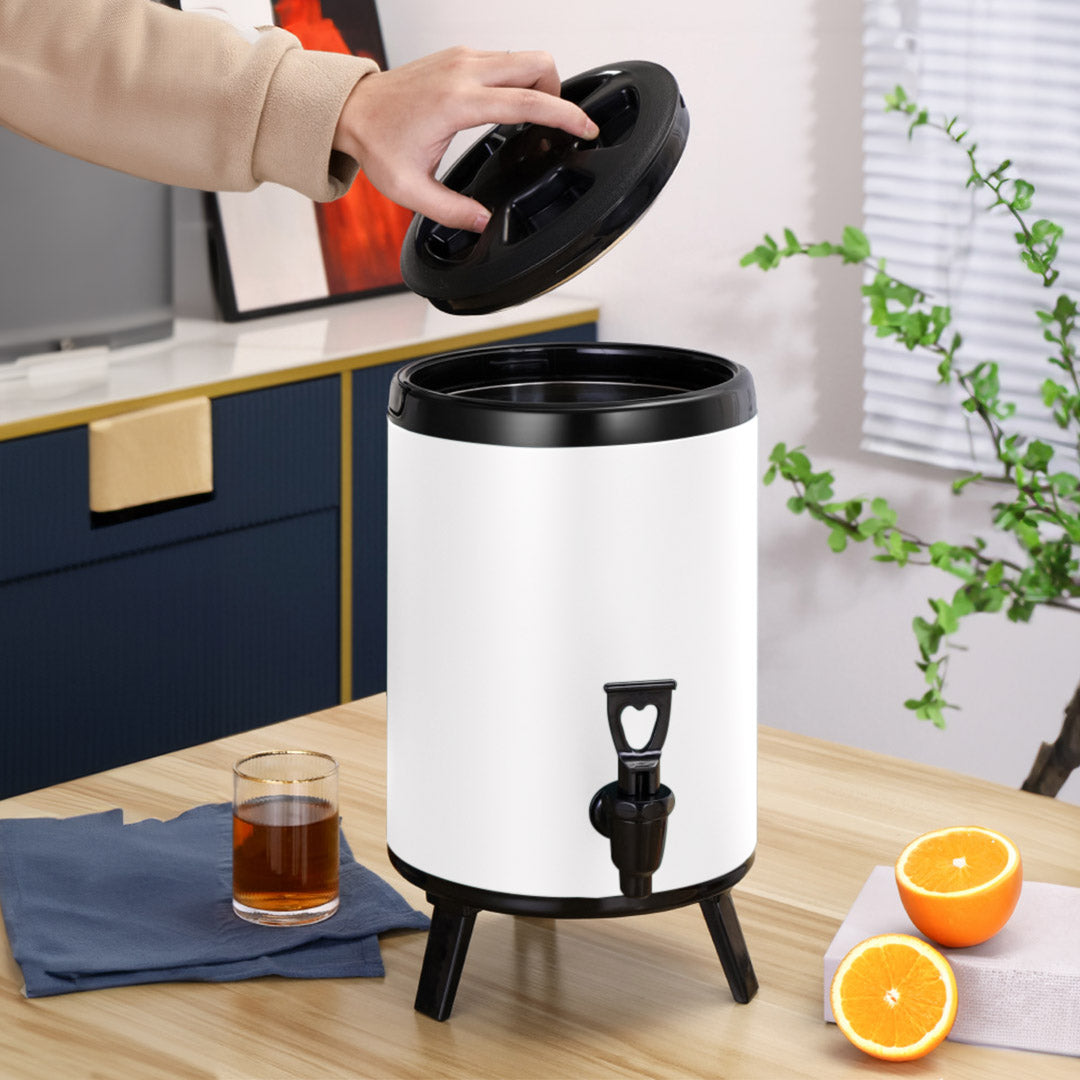 SOGA 2X 8L Stainless Steel Insulated Milk Tea Barrel Hot and Cold Beverage Dispenser Container with Faucet White • LUZ-VICDispenser8LWHTX2