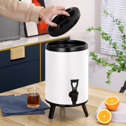 SOGA 2X 8L Stainless Steel Insulated Milk Tea Barrel Hot and Cold Beverage Dispenser Container with Faucet White • LUZ-VICDispenser8LWHTX2