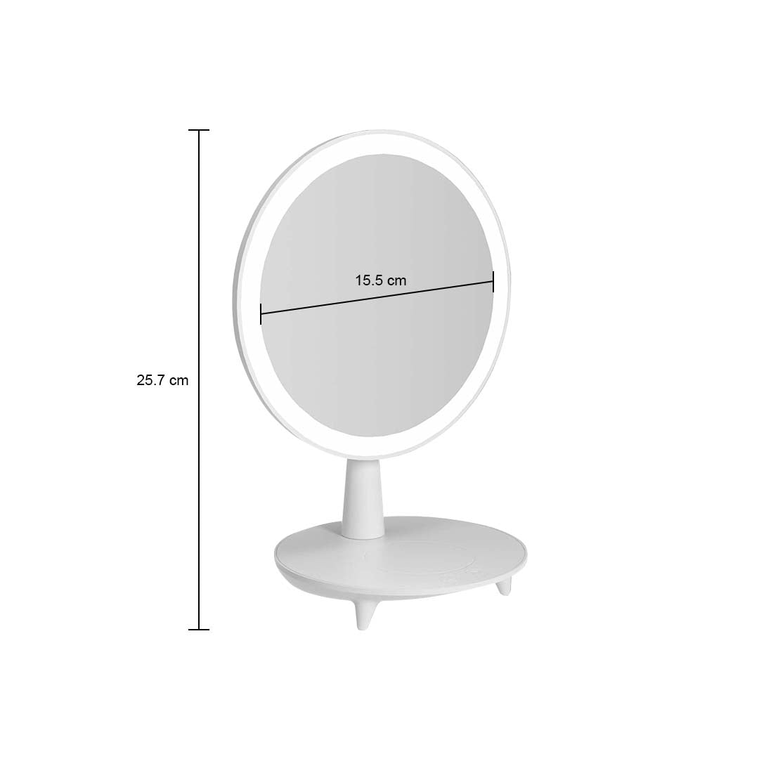 SOGA 2X Round White Rechargeable LED Light Makeup Mirror Tabletop Vanity Home Decor • LUZ-BathG535X2