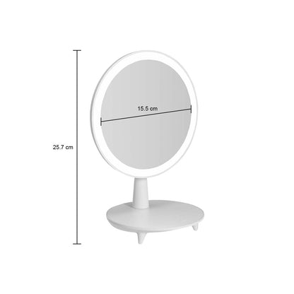 SOGA 2X Round White Rechargeable LED Light Makeup Mirror Tabletop Vanity Home Decor • LUZ-BathG535X2