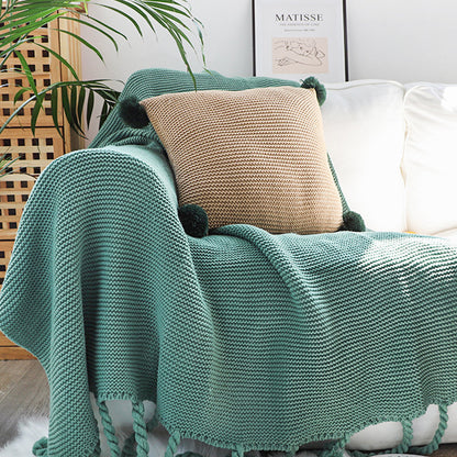SOGA 2X Green Tassel Fringe Knitting Blanket Warm Cozy Woven Cover Couch Bed Sofa Home Decor • LUZ-Blanket928X2
