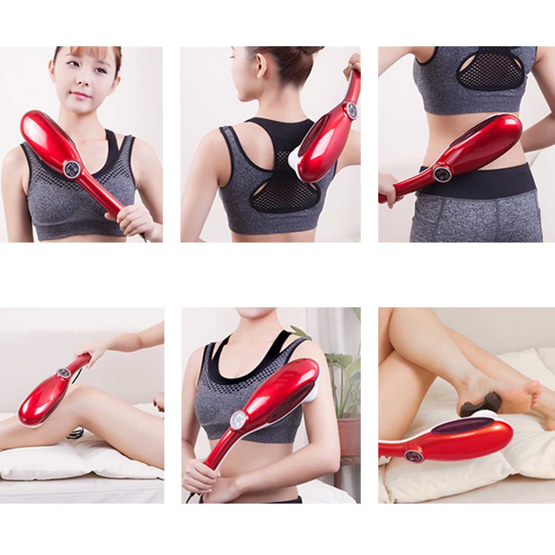 SOGA 6 Heads Portable Handheld Massager Soothing Stimulate Blood Flow Shoulder Red • LUZ-Massager833ARed