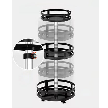 SOGA 3 Tier Steel Black Round Rotating Multi-Function Kitchen Portable Storage Spice Seasoning Kitchen Countertop Organiser Shelf • LUZ-KitchenXY051
