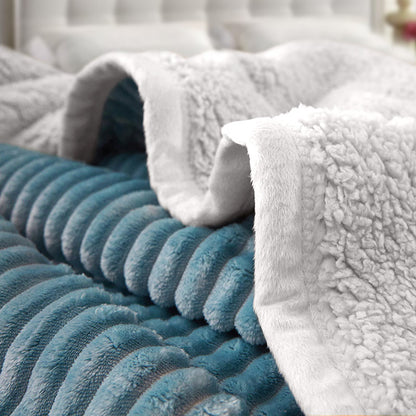 SOGA 2X  Blue Throw Blanket Warm Cozy Double Sided Thick Flannel Coverlet Fleece Bed Sofa Comforter • LUZ-Blanket308X2