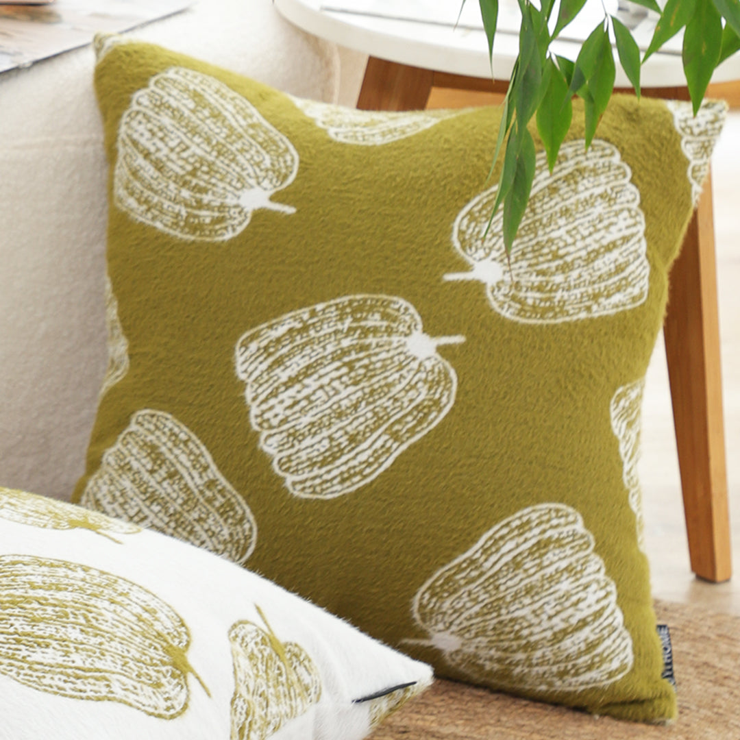 SOGA 2X 50cm Throw Pillow Green Autumn Harvest Pumpkin Print Home Decor • LUZ-FrenchCushion330X2