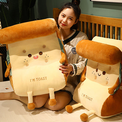 SOGA Cute Face Toast Bread Wedge Cushion Stuffed Plush Cartoon Back Support Pillow Home Decor • LUZ-SCushion024