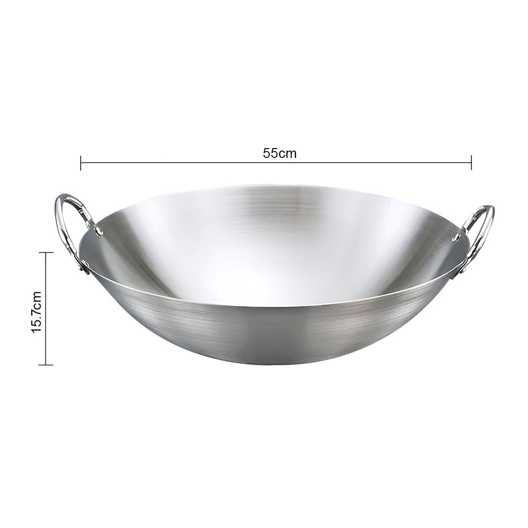 SOGA 55cm Stainless Steel Kitchen Cooking Wok with 2 Sturdy Handles • LUZ-WokCom55