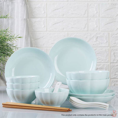 SOGA Light Blue Japanese Style Ceramic Dinnerware Crockery Soup Bowl Plate Server Kitchen Home Decor Set of 12 • LUZ-BowlG439