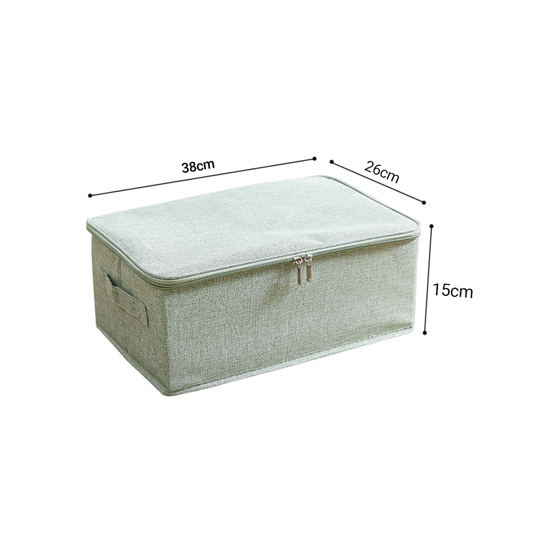SOGA 2X Green Small Portable Double Zipper Storage Box Moisture Proof Clothes Basket Foldable Home Organiser • LUZ-SBox027X2