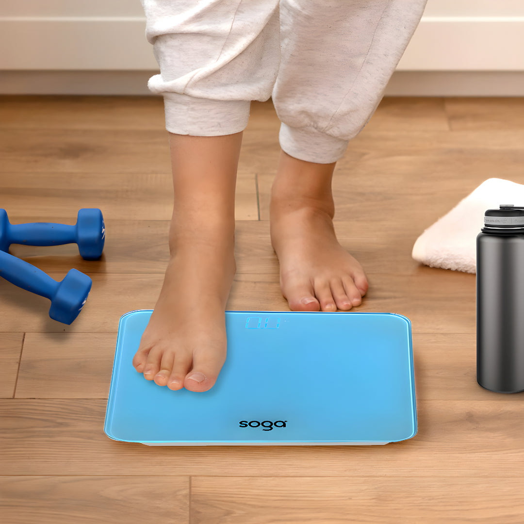 SOGA 180kg Digital Fitness Weight Bathroom Gym Body Glass LCD Electronic Scales Blue • LUZ-BodyWeightScaleBlue
