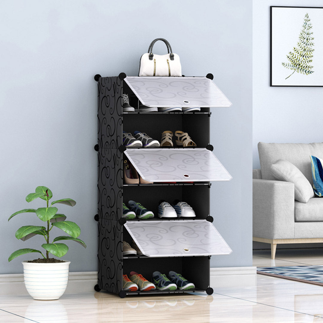 SOGA 6 Tier Shoe Rack Organizer Sneaker Footwear Storage Stackable Stand Cabinet Portable Wardrobe with Cover • LUZ-ShoeBox106