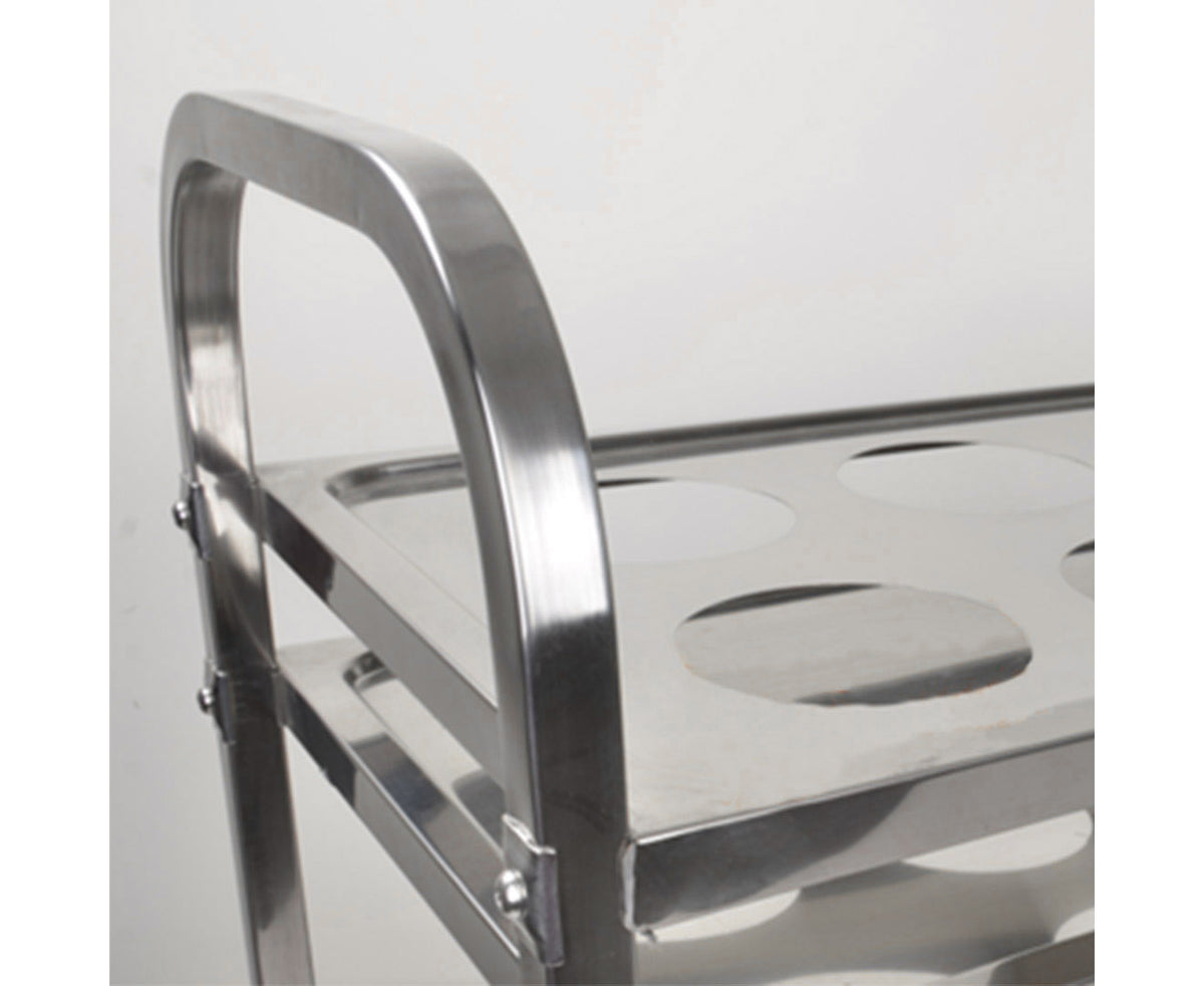 SOGA 2X 2 Tier Stainless Steel 8 Compartment Kitchen Seasoning Car Service Trolley Condiment Holder Cart Spice Bowl • LUZ-FoodCart1209X2