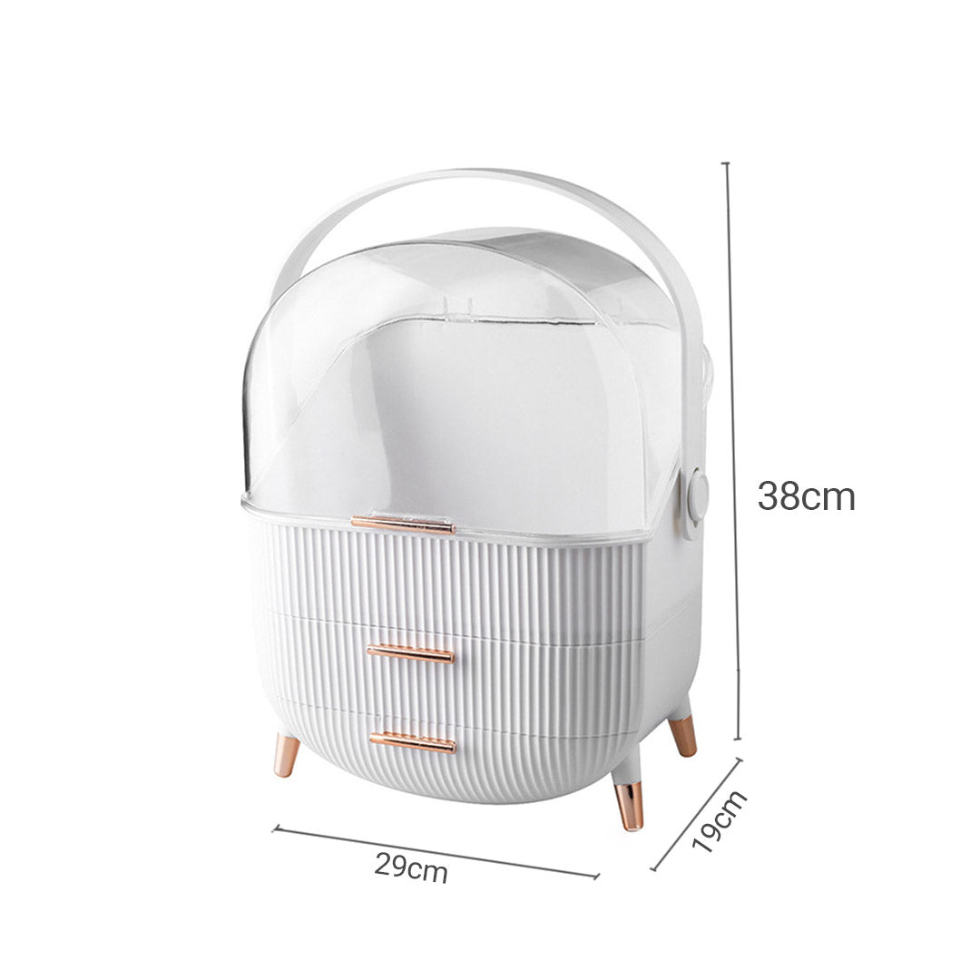 SOGA 29cm White Countertop Makeup Cosmetic Storage Organiser Skincare Holder Jewelry Storage Box with Handle • LUZ-BathC109