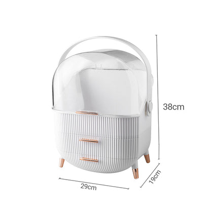 SOGA 29cm White Countertop Makeup Cosmetic Storage Organiser Skincare Holder Jewelry Storage Box with Handle • LUZ-BathC109