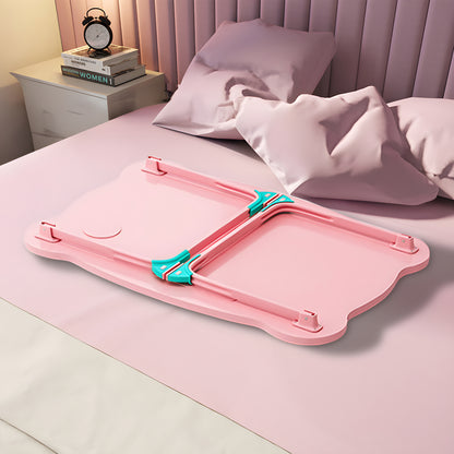 SOGA 2X Pink Portable Bed Table Adjustable Folding Mini Desk With Mini Drawer and Cup-Holder Home Decor • LUZ-BedTableM667X2
