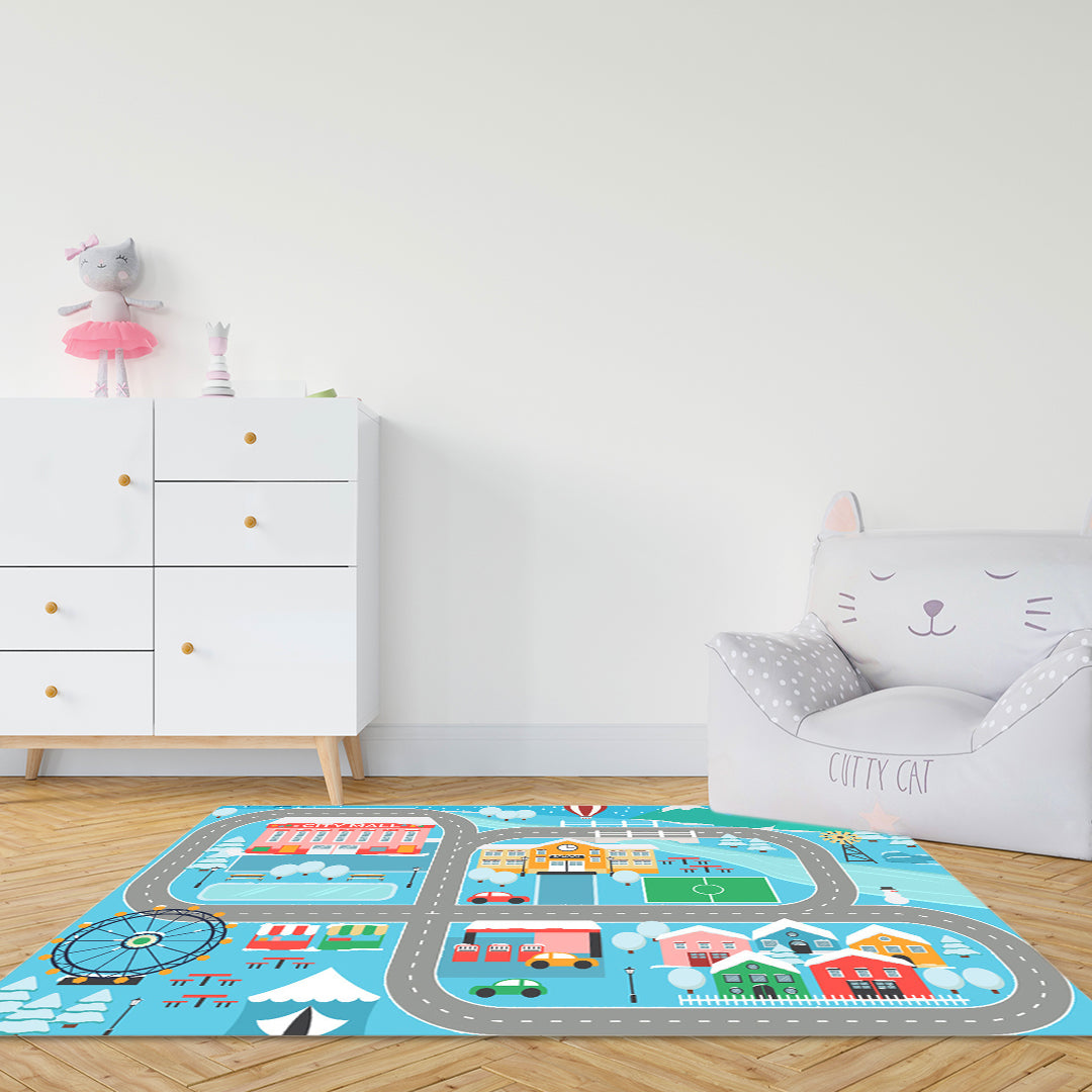 SOGA 2X 20cm Kids Rug Street Map Play Mat, Educational Baby Theme Park Area Rugs • LUZ-KidCarpet602X2