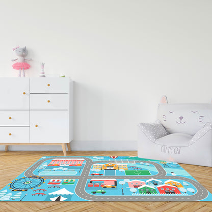 SOGA 2X 20cm Kids Rug Street Map Play Mat, Educational Baby Theme Park Area Rugs • LUZ-KidCarpet602X2