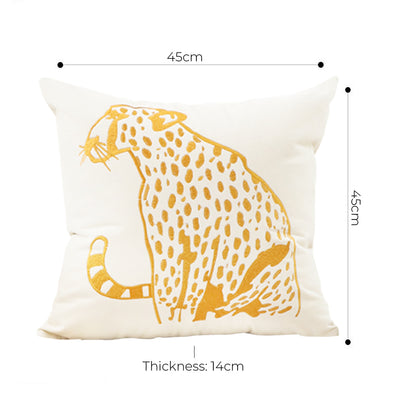 SOGA 45cm Throw Pillow White Light Luxury with Golden Leopard Design Decorative Square Cushion Home Decor • LUZ-FrenchCushion276