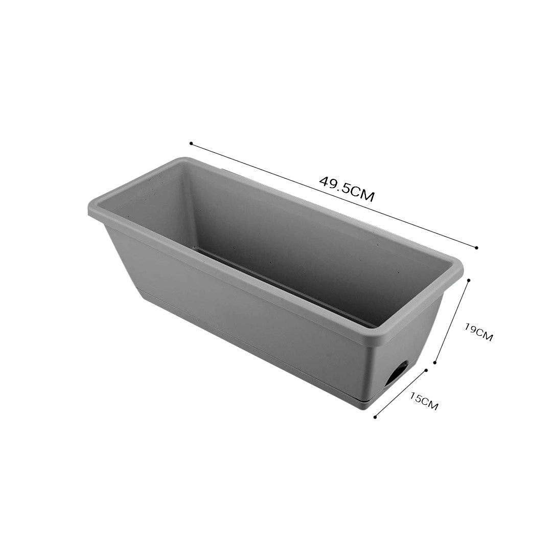 SOGA 49.5cm Gray Rectangular Planter Vegetable Herb Flower Outdoor Plastic Box with Holder Balcony Garden Decor Set of 3 • LUZ-PlantBox3H