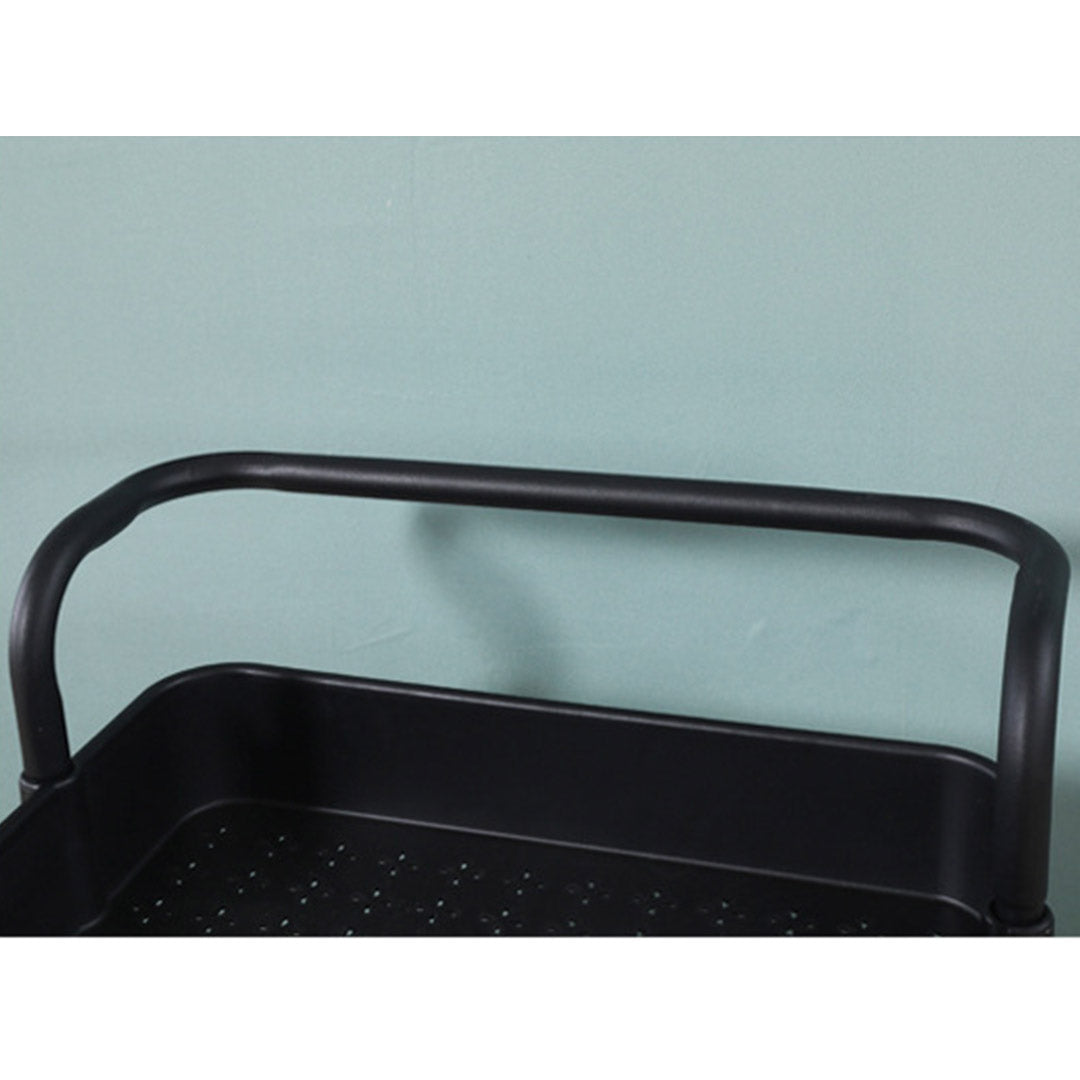 SOGA 3 Tier Steel Black Movable Kitchen Cart Multi-Functional Shelves Portable Storage Organizer with Wheels • LUZ-KitchenXY004