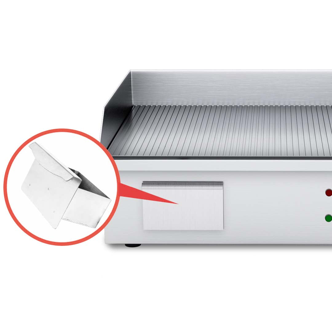 SOGA 2200W Stainless Steel Ribbed Griddle Commercial Grill BBQ Hot Plate 56*48*23cm • LUZ-Griddle818-10G