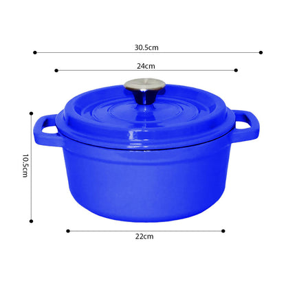 SOGA Cast Iron 24cm Enamel Porcelain Stewpot Casserole Stew Cooking Pot With Lid 3.6L Blue • LUZ-Stewpot24cmBlue