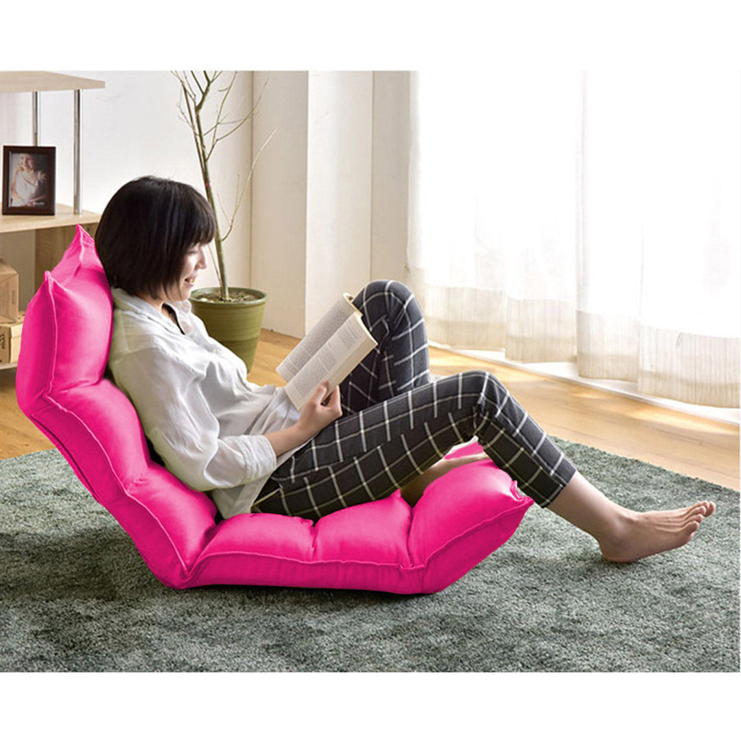 SOGA Foldable Tatami Floor Sofa Bed Meditation Lounge Chair Recliner Lazy Couch Pink • LUZ-LoungeLeatherPink