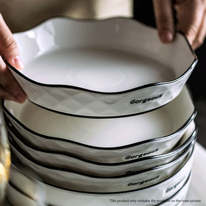 SOGA Diamond Pattern Ceramic Dinnerware Crockery Soup Bowl Plate Server Kitchen Home Decor Set of 13 • LUZ-BowlG623