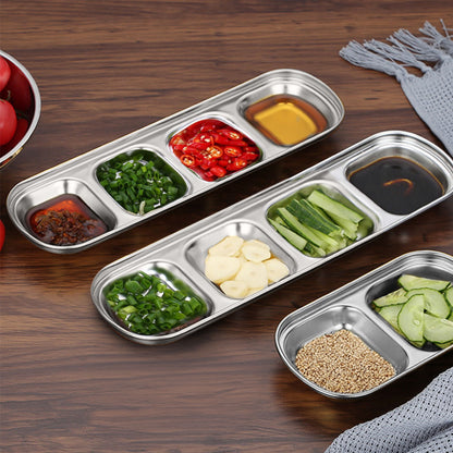SOGA 26cm Silver Sauce Pan with four Compartments Divided Sauce Dish Kitchen Essential • LUZ-VICPlate48