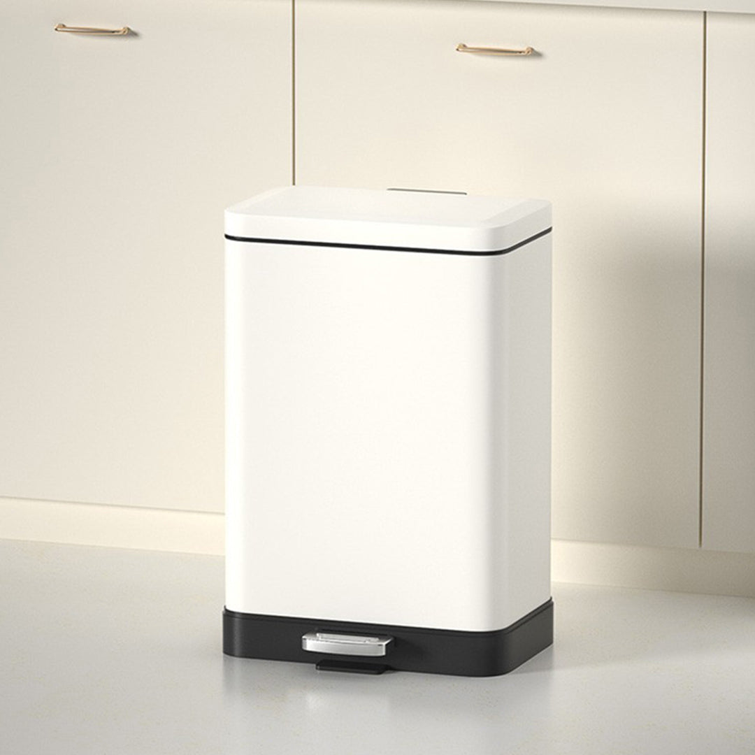SOGA 2X Foot Pedal Stainless Steel Rubbish Recycling Garbage Waste Trash Bin Rectangular Shape 12L White • LUZ-RubbishBinU12L03X2