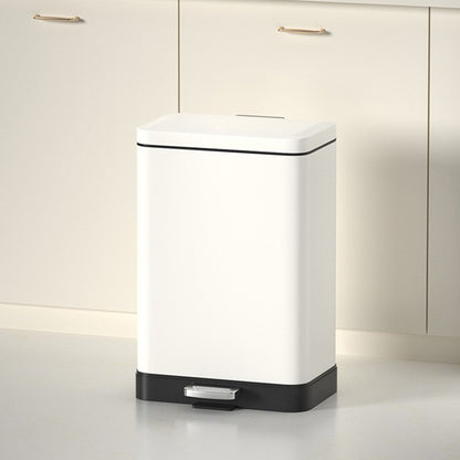 SOGA 2X Foot Pedal Stainless Steel Rubbish Recycling Garbage Waste Trash Bin Rectangular Shape 12L White • LUZ-RubbishBinU12L03X2