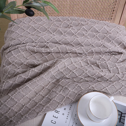 SOGA Coffee Diamond Pattern Knitted Throw Blanket Warm Cozy Woven Cover Couch Bed Sofa Home Decor with Tassels • LUZ-Blanket921
