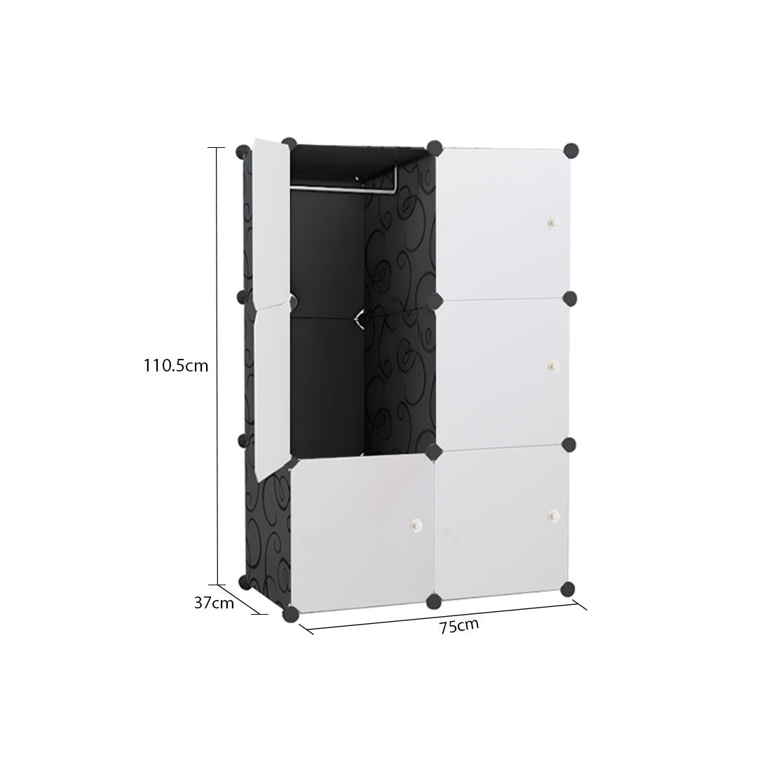 SOGA 3 Tier 6-Cube Portable Wardrobe Divide-Grid Modular Storage Organiser Foldable Closet • LUZ-Wrobe1770