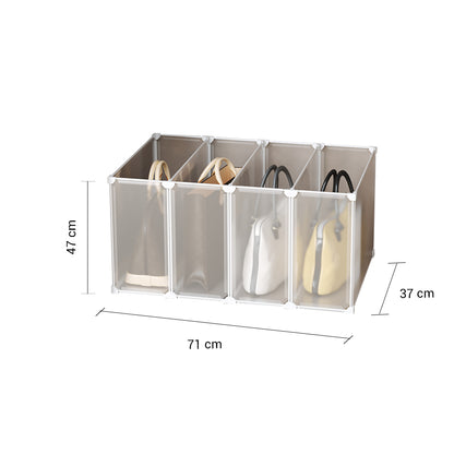 SOGA 1 Tier Multifunctional PP Plastic Bag Box Portable Cubby DIY Storage Shelves Stackable Handbag Purse Organiser • LUZ-BagBox007