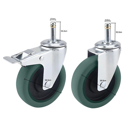 SOGA 4" Heavy Duty Polyurethane Swivel Castor Wheels with 2 Lock Brakes Casters • LUZ-FC1511WheelsFullSet