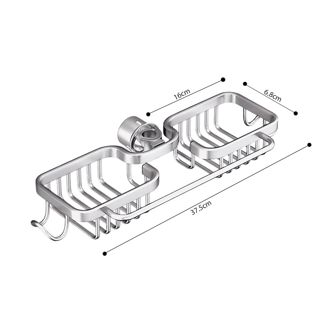 SOGA 2X Silver Kitchen Sink Organiser Faucet Soap Sponge Caddy Rack Drainer with Towel Bar Holder LUZ-TAN1031X2